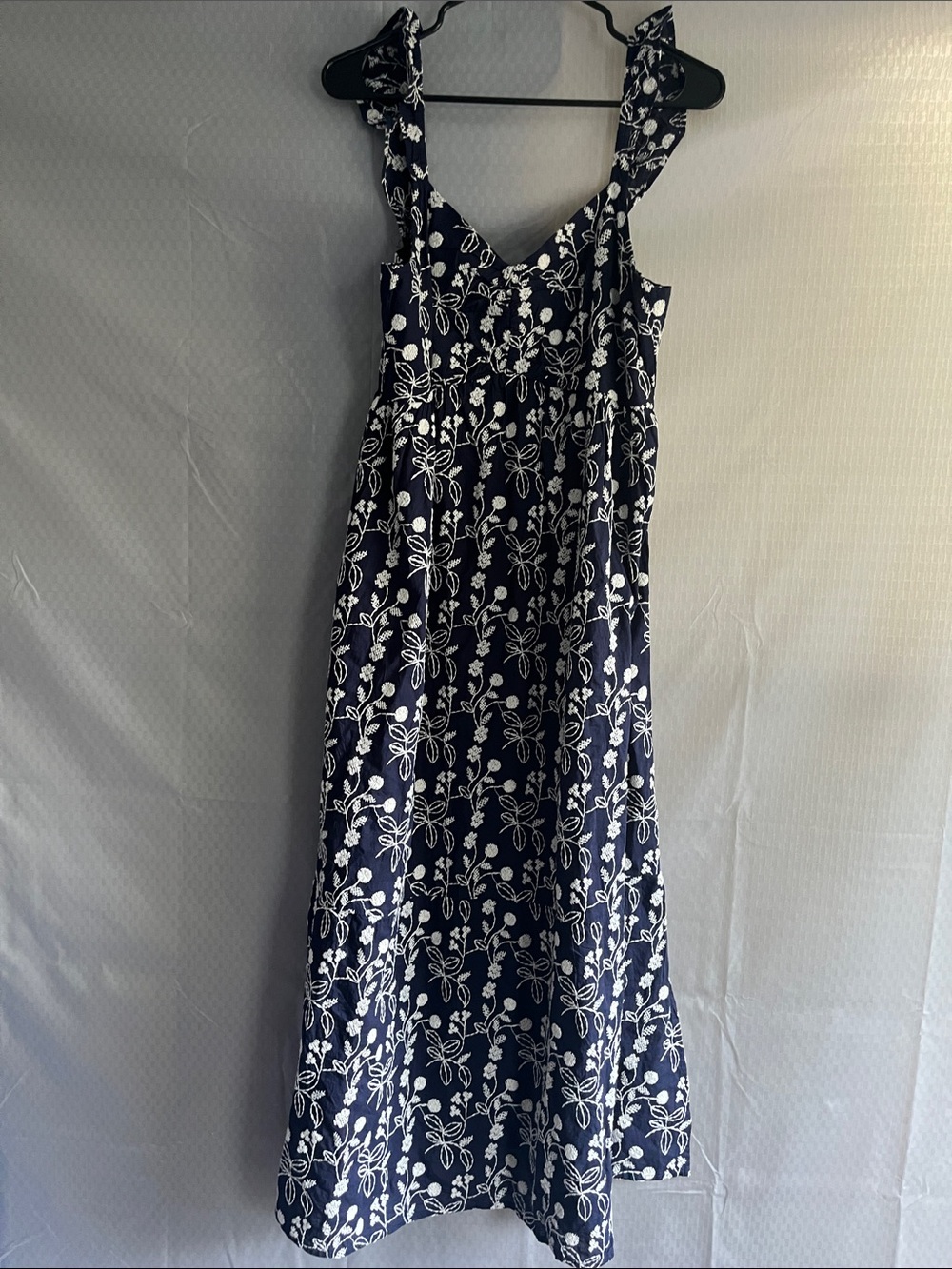 Navy Floral Sundress with Ruffled Straps